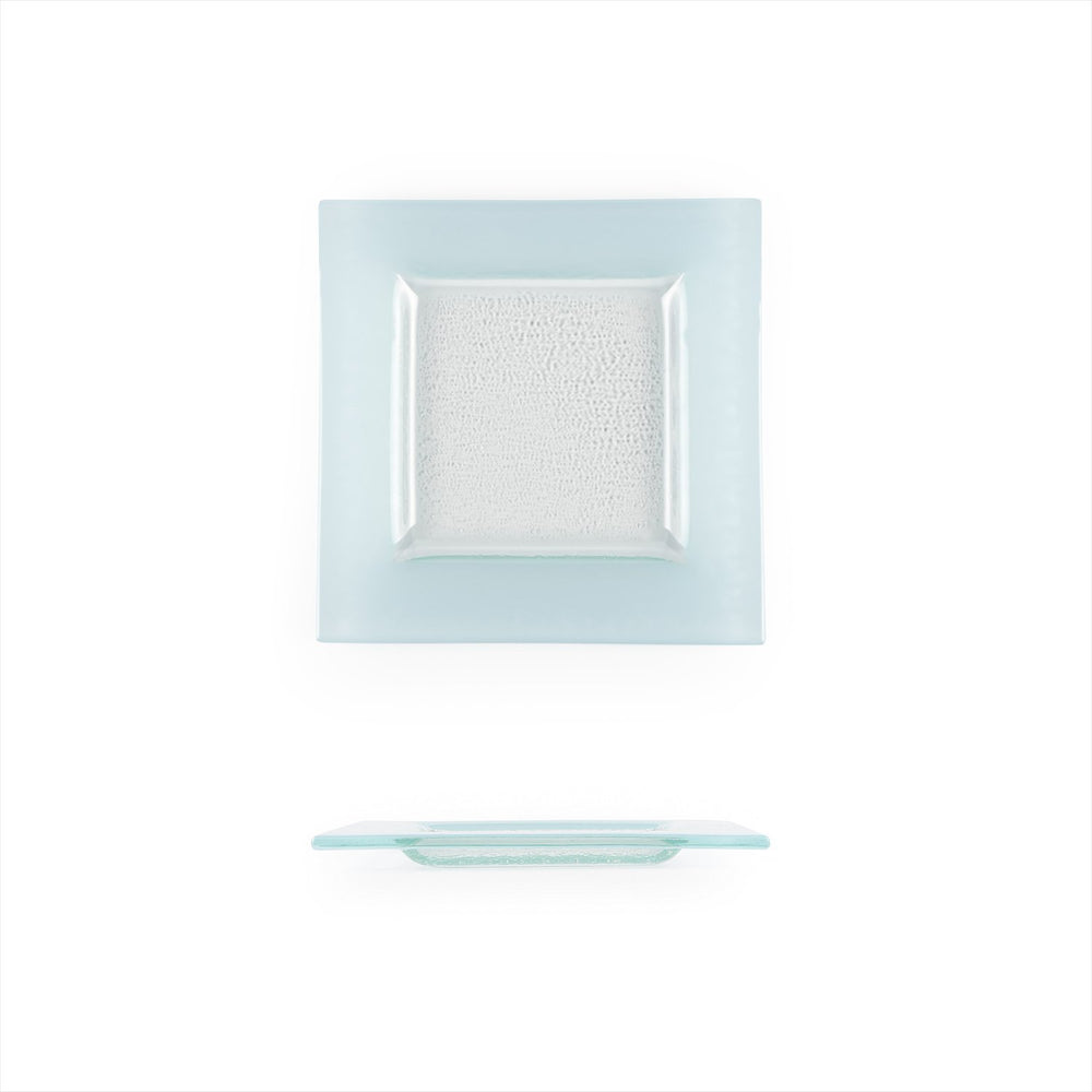 Turgla Fusion Glass 6" x 6" Square Blue Glass Plate