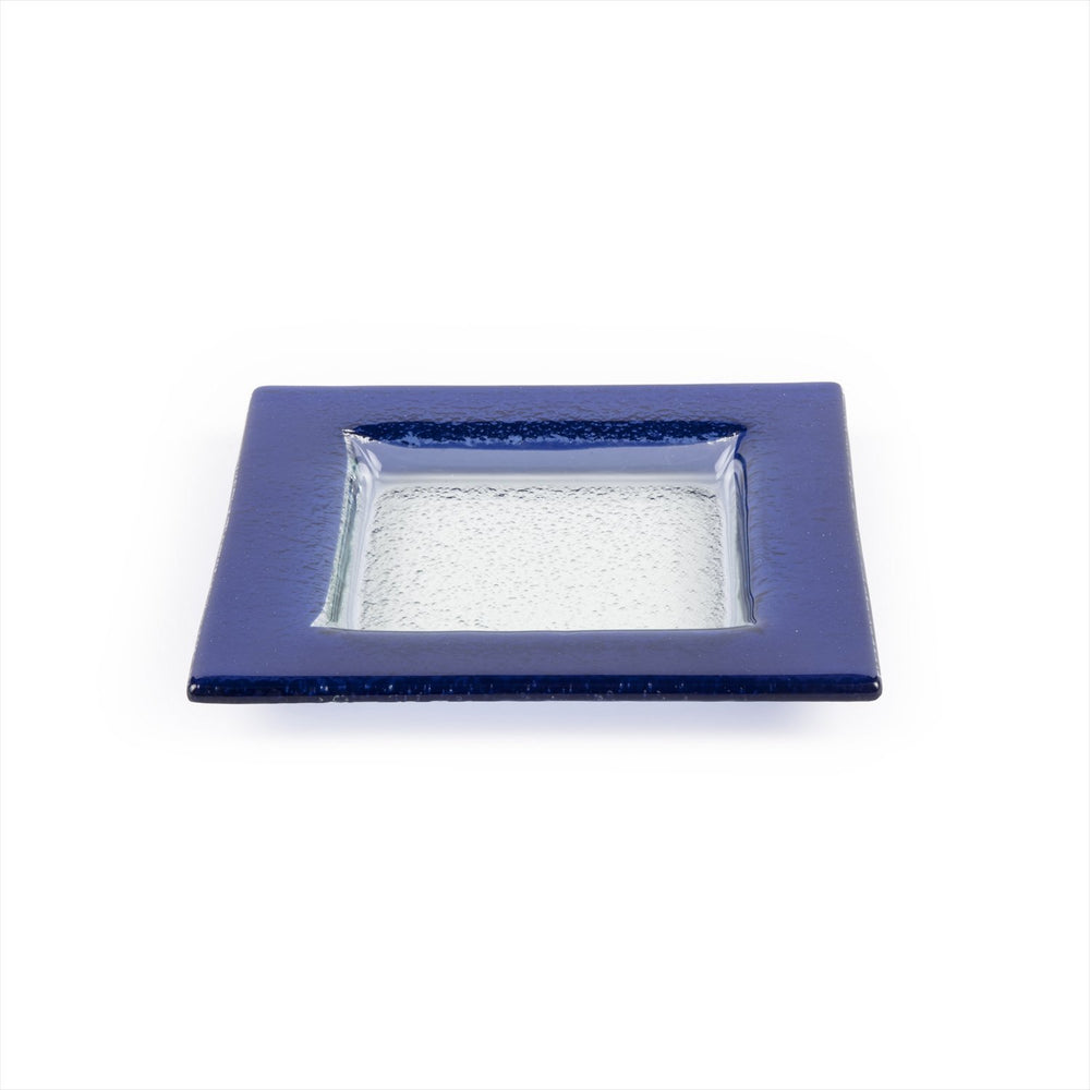 Turgla Fusion Glass 6" x 6" Square Blue Glass Plate