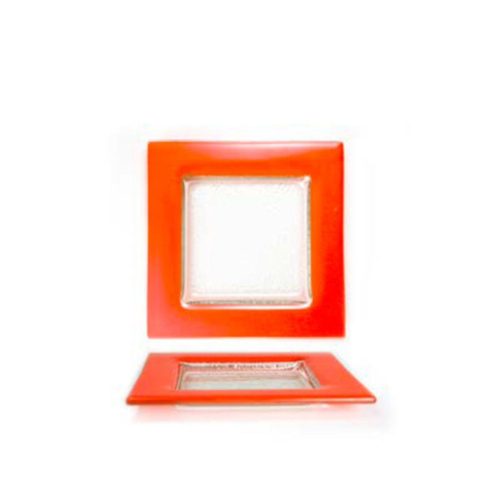 Turgla Fusion Glass 6" x 6" Square Orange Glass Plate