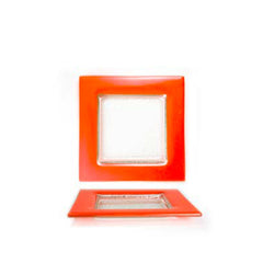 Turgla Fusion Glass 6" x 6" Square Orange Glass Plate