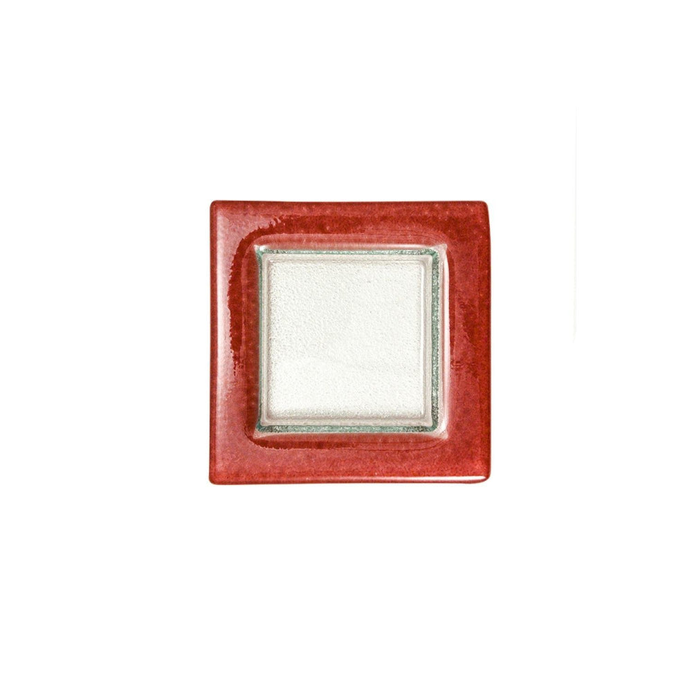 Turgla Fusion Glass 6" x 6" Square Pink Purple Glass Plate