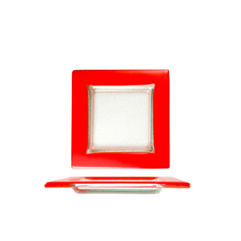 Turgla Fusion Glass 6" x 6" Square Red Glass Plate