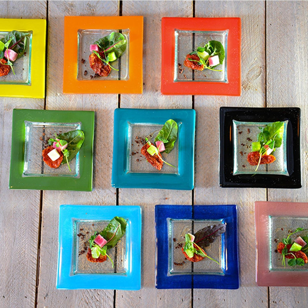 Turgla Fusion Glass 6" x 6" Square Red Glass Plate