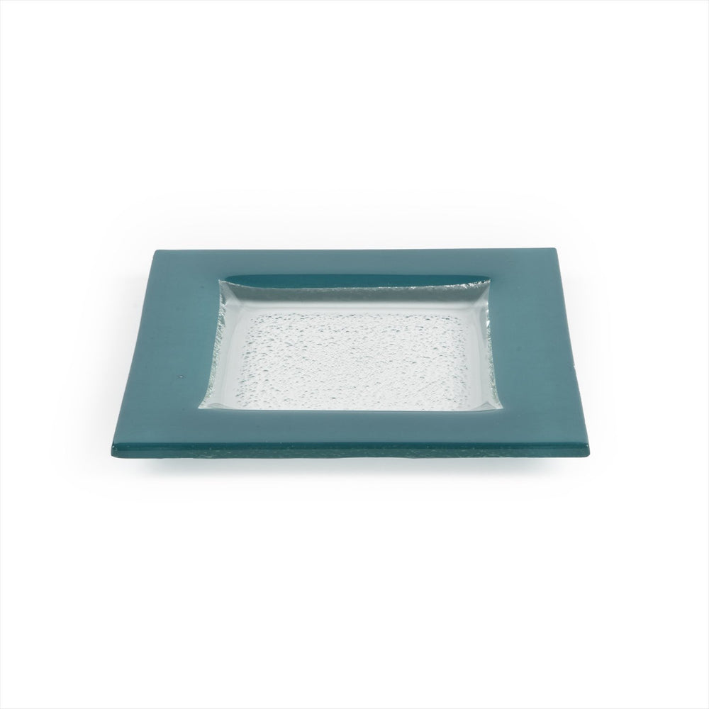 Turgla Fusion Glass 6" x 6" Square Blue Glass Plate