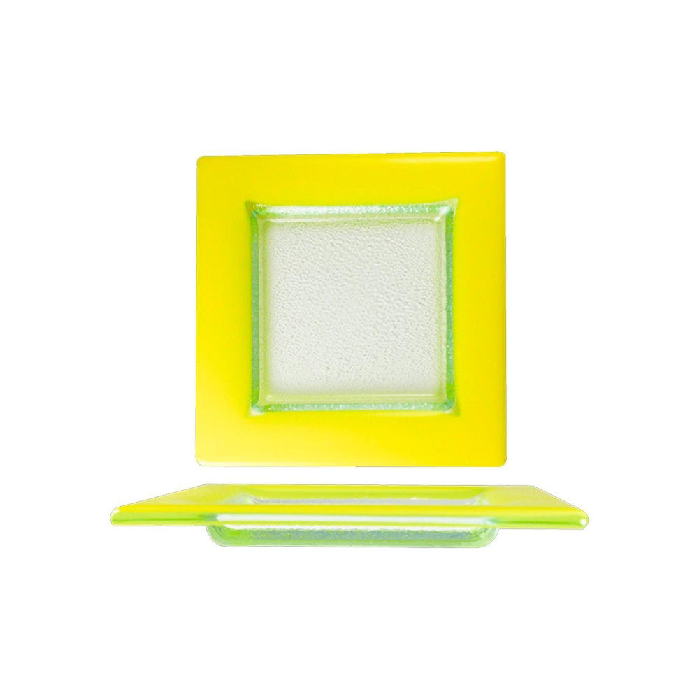 Turgla Fusion Glass 6" x 6" Square Yellow Glass Plate