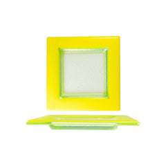 Turgla Fusion Glass 6" x 6" Square Yellow Glass Plate