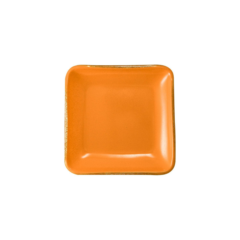 Turgla Fusion Glass 5.75" x 5.75" Square Turmeric Glass Plate