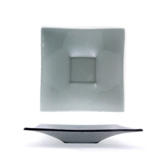 Turgla Fusion Glass 10.75" x 0.5" x h:1.5" 1 oz. Square Charcoal Glass Deep Plate