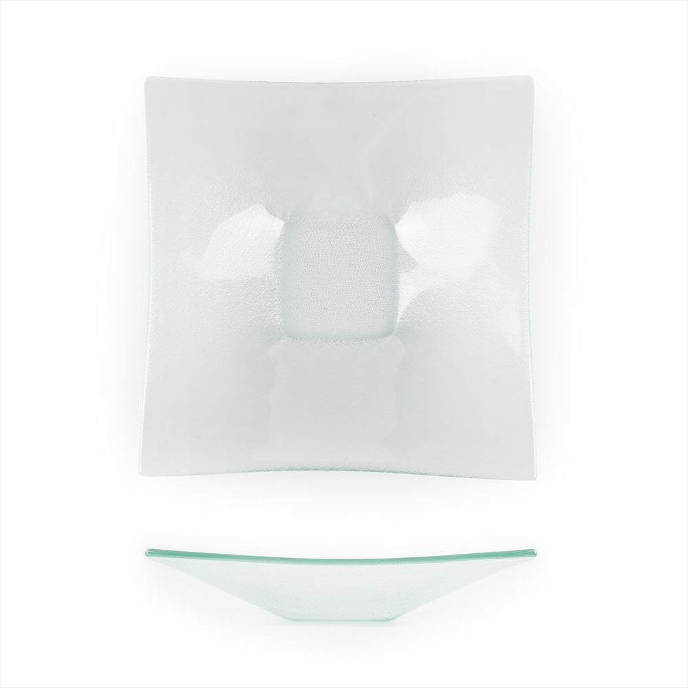 Turgla Fusion Glass 10.75" x 0.5" x h:1.5" 1 oz. Square Clear Glass Deep Plate