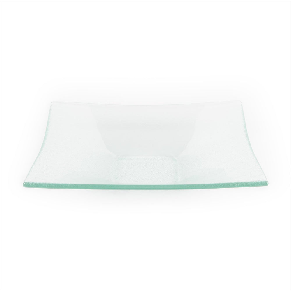 Turgla Fusion Glass 10.75" x 0.5" x h:1.5" 1 oz. Square Clear Glass Deep Plate