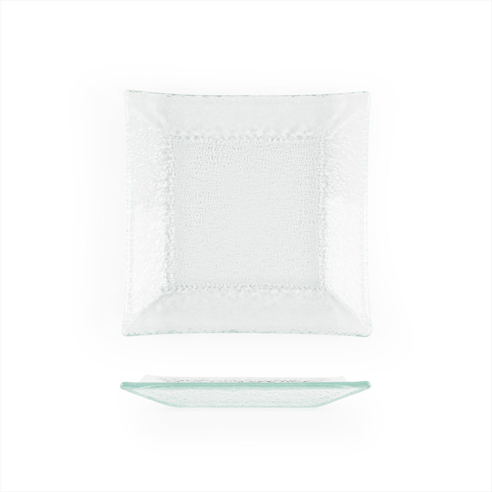 Turgla Fusion Glass 6.25" x 6" Square Clear Glass Plate