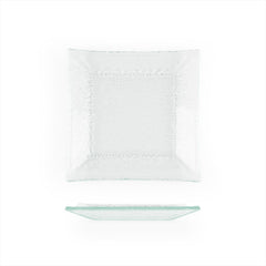 Turgla Fusion Glass 6.25" x 6" Square Clear Glass Plate