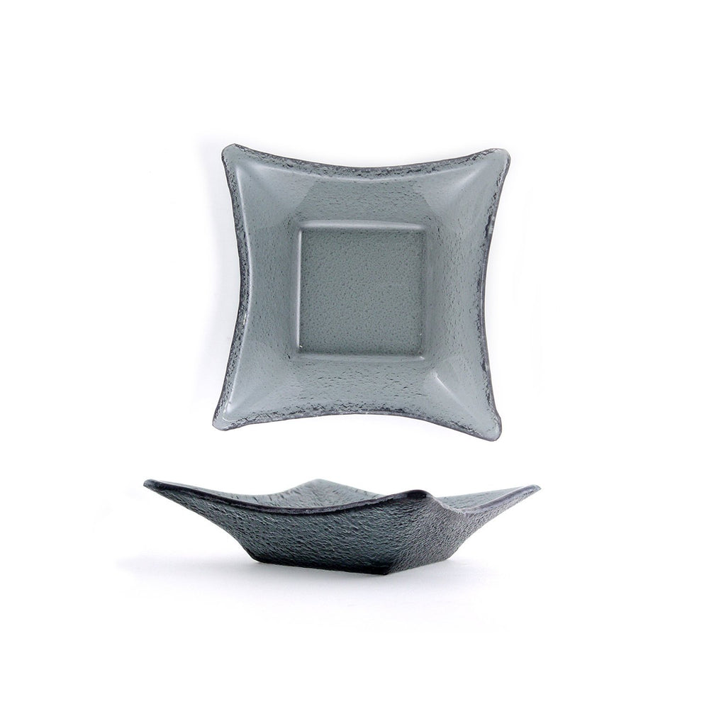 Turgla Fusion Glass 7.5" x 7.5" x h:2" 15 oz. Square Charcoal Glass Deep Plate
