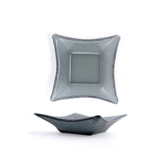 Turgla Fusion Glass 7.5" x 7.5" x h:2" 15 oz. Square Charcoal Glass Deep Plate