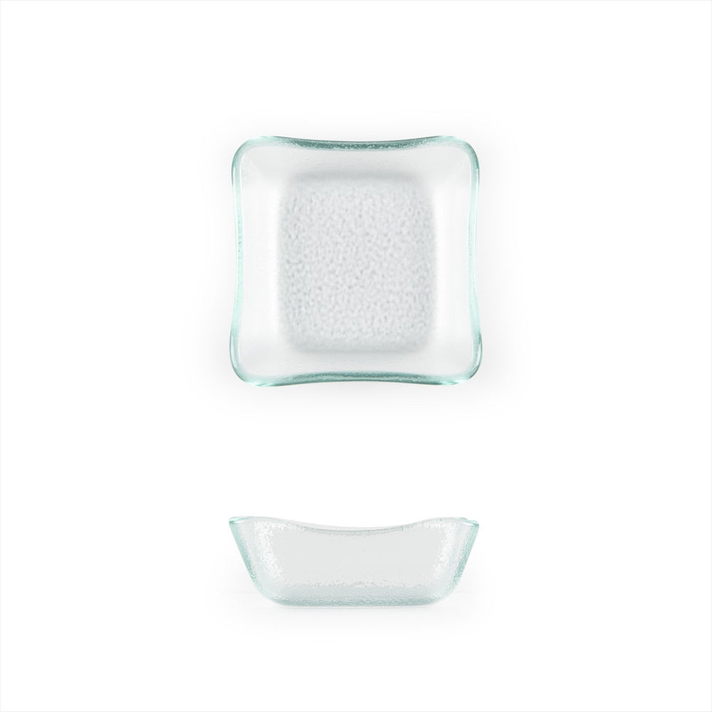Turgla Fusion Glass 3.5" x 3.5" x h:1.25" 3 oz. Square Clear Glass Deep Plate