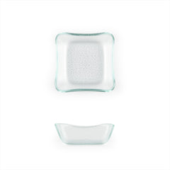 Turgla Fusion Glass 3.5" x 3.5" x h:1.25" 3 oz. Square Clear Glass Deep Plate
