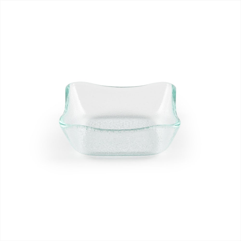 Turgla Fusion Glass 3.5" x 3.5" x h:1.25" 3 oz. Square Clear Glass Deep Plate