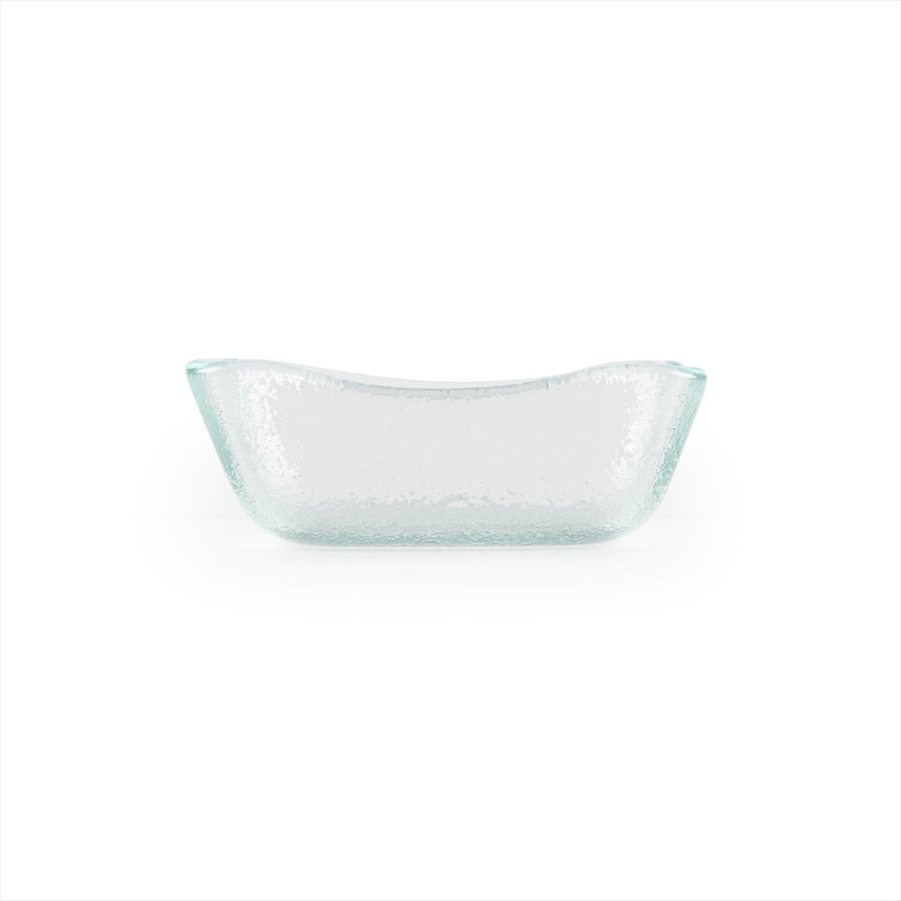 Turgla Fusion Glass 3.5" x 3.5" x h:1.25" 3 oz. Square Clear Glass Deep Plate
