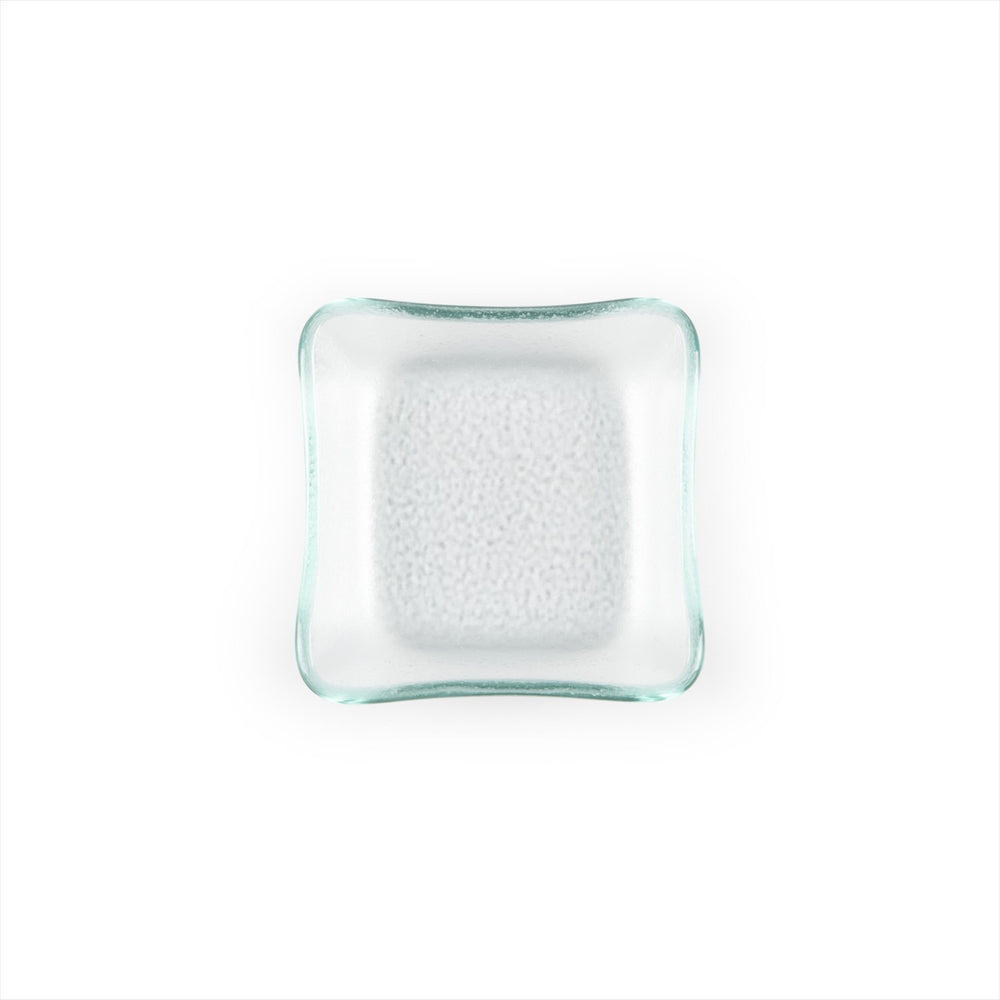 Turgla Fusion Glass 3.5" x 3.5" x h:1.25" 3 oz. Square Clear Glass Deep Plate