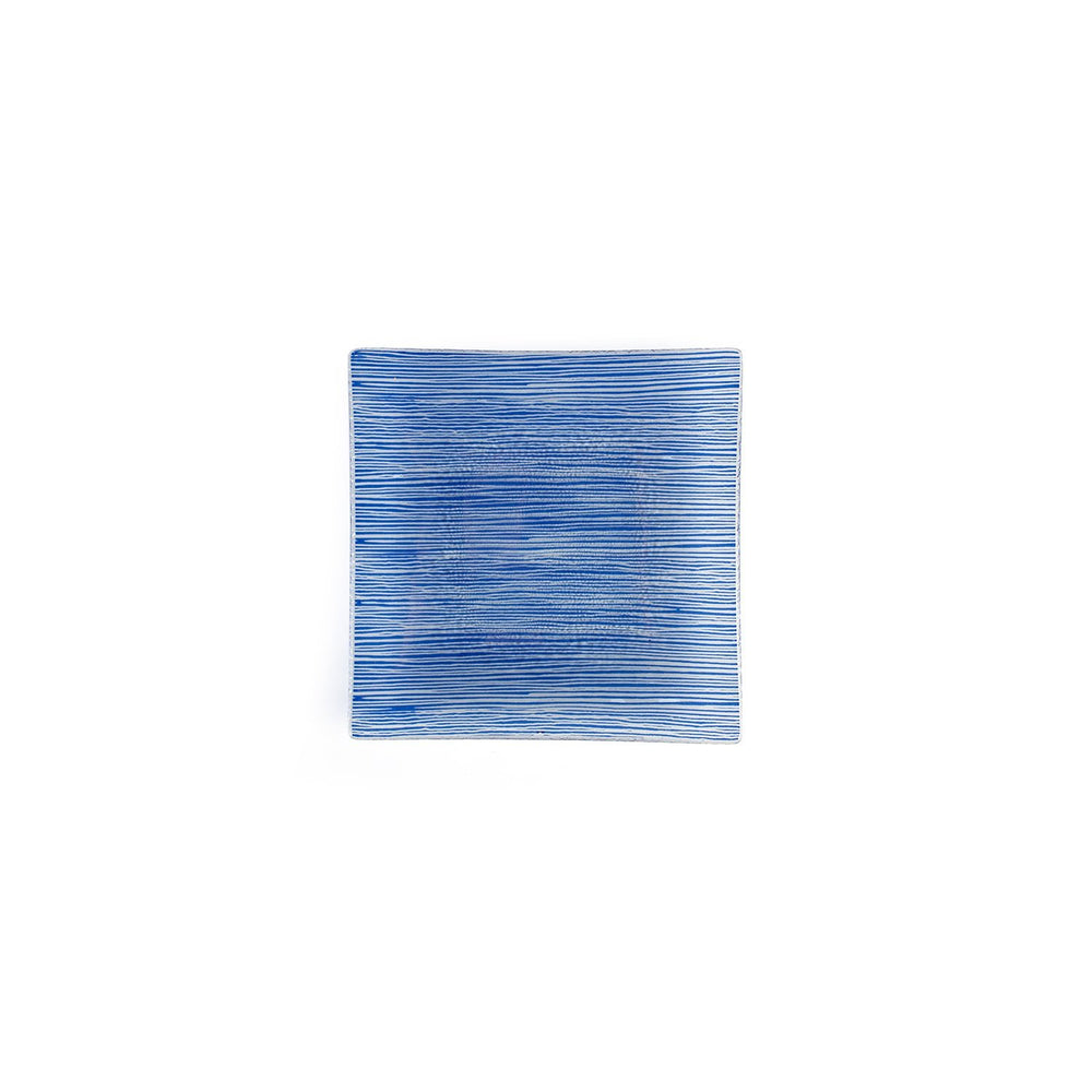 Turgla Fusion Glass 7.75" x 7.75" Square Blue Glass Plate
