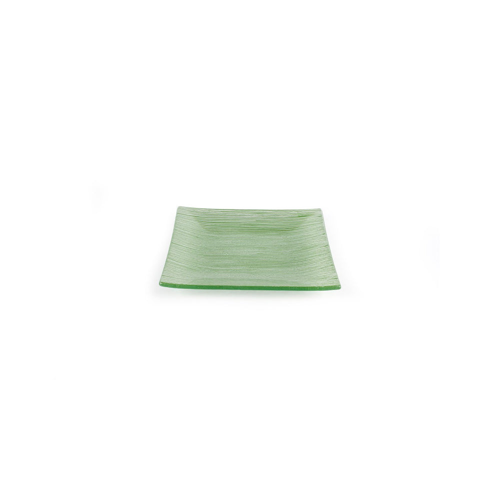 Turgla Fusion Glass 7.75" x 7.75" Square Green Glass Plate