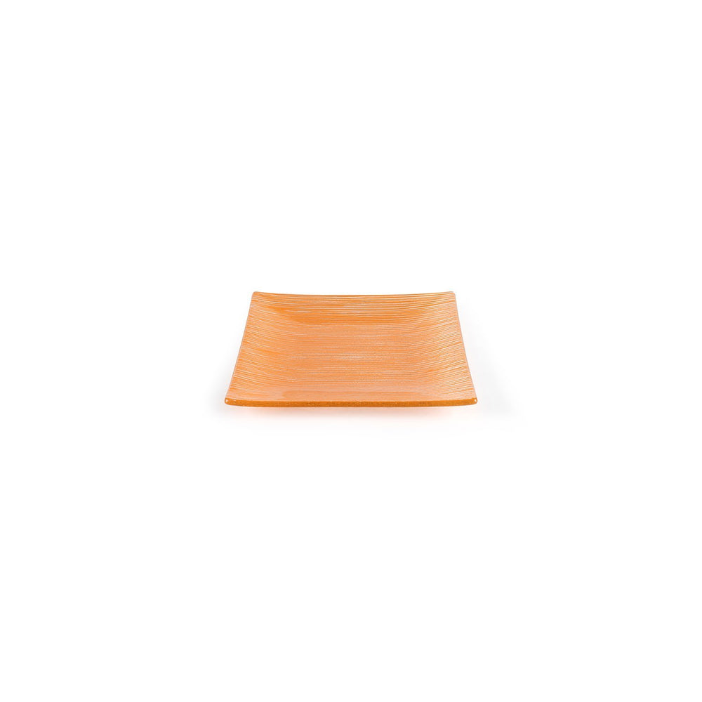 Turgla Fusion Glass 7.75" x 7.75" Square Orange Glass Plate