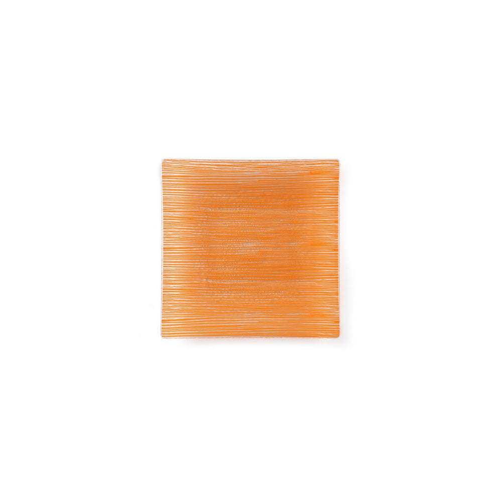 Turgla Fusion Glass 7.75" x 7.75" Square Orange Glass Plate
