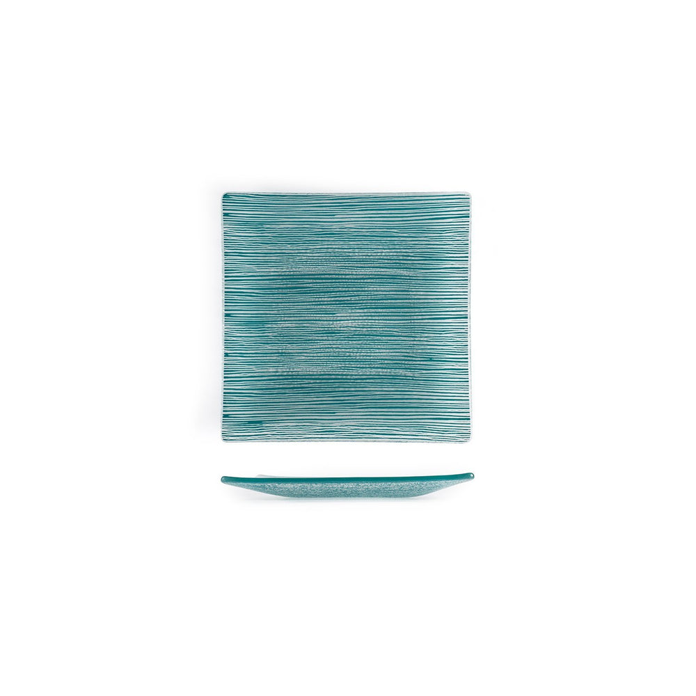 Turgla Fusion Glass 7.75" x 7.75" Square Blue Glass Plate