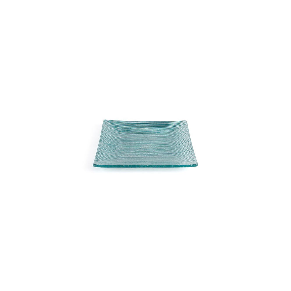 Turgla Fusion Glass 7.75" x 7.75" Square Blue Glass Plate