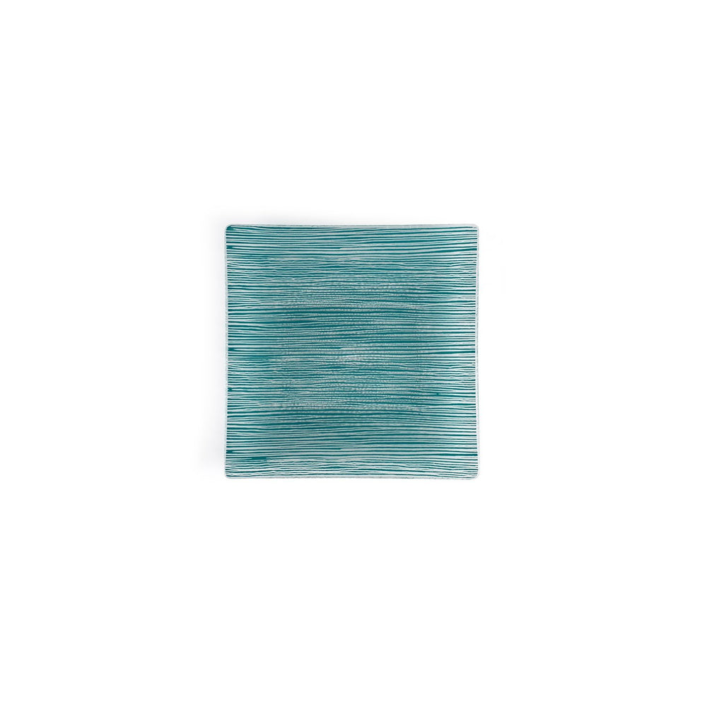 Turgla Fusion Glass 7.75" x 7.75" Square Blue Glass Plate