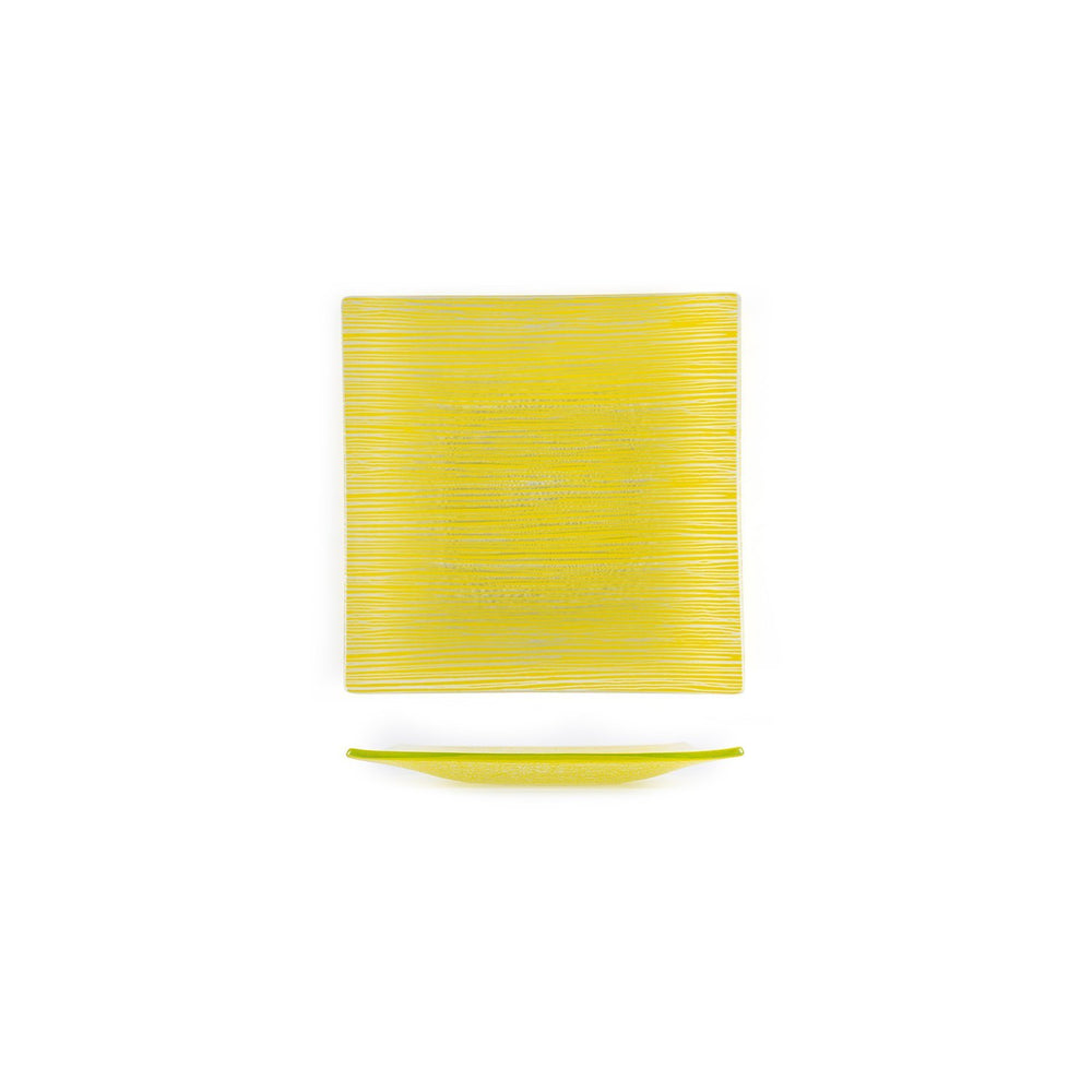 Turgla Fusion Glass 7.75" x 7.75" Square Yellow Glass Plate