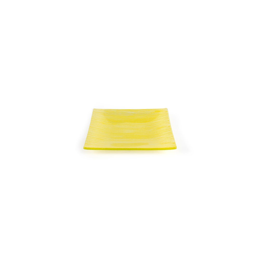 Turgla Fusion Glass 7.75" x 7.75" Square Yellow Glass Plate