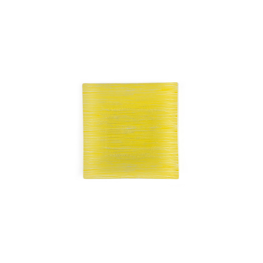 Turgla Fusion Glass 7.75" x 7.75" Square Yellow Glass Plate