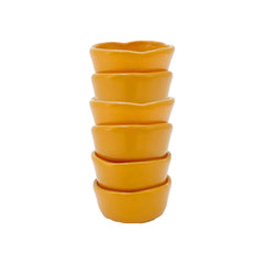 Turgla Fusion Glass dia.2" h:1" 1 oz. Round Turmeric Glass Ramekin