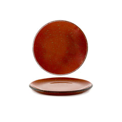 Turgla Fusion Glass dia.6.25" Round Paprika Glass Plate