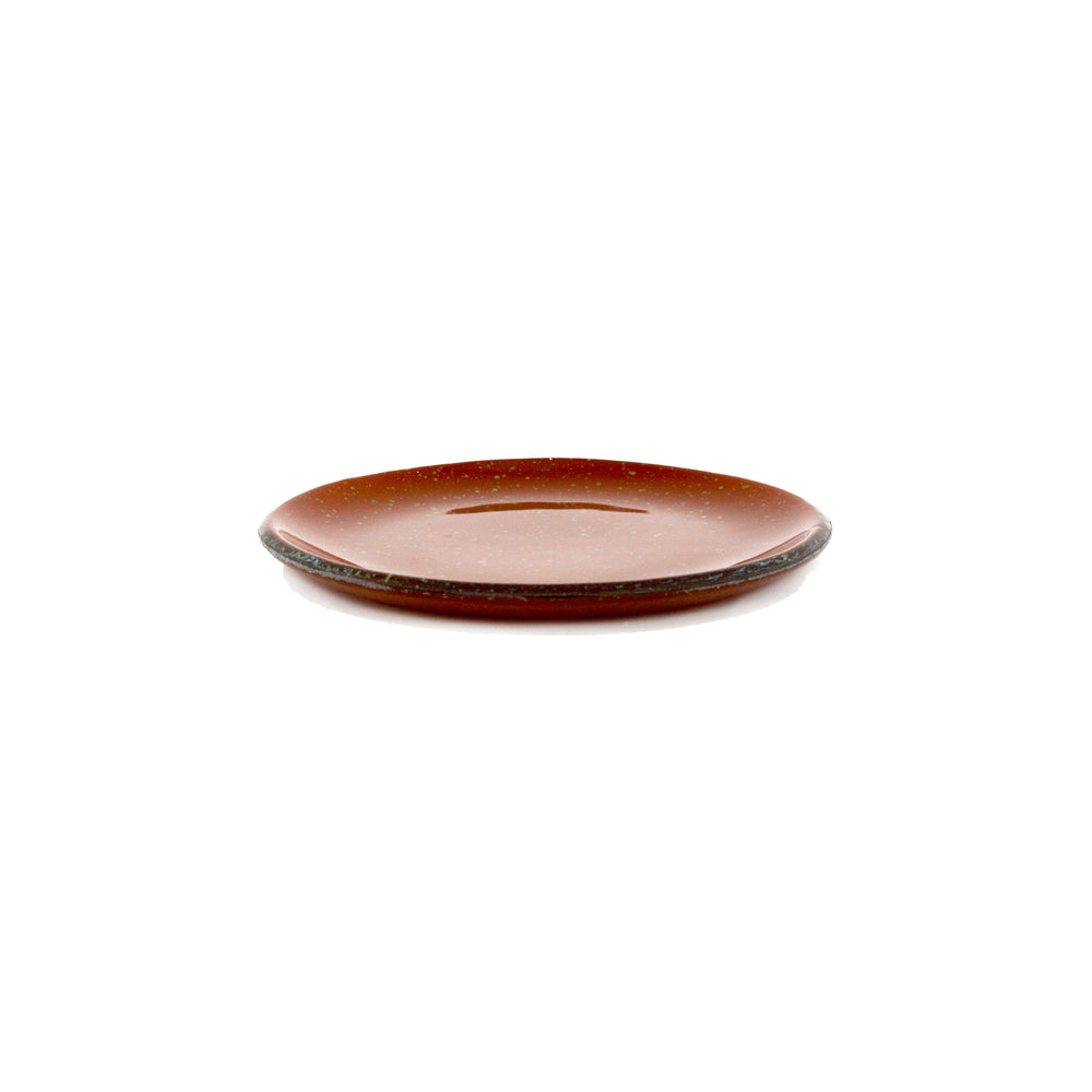 Turgla Fusion Glass dia.6.25" Round Paprika Glass Plate
