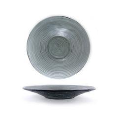 Turgla Fusion Glass dia.11.75" h:1.5" 32 oz. Round Charcoal Glass Bowl