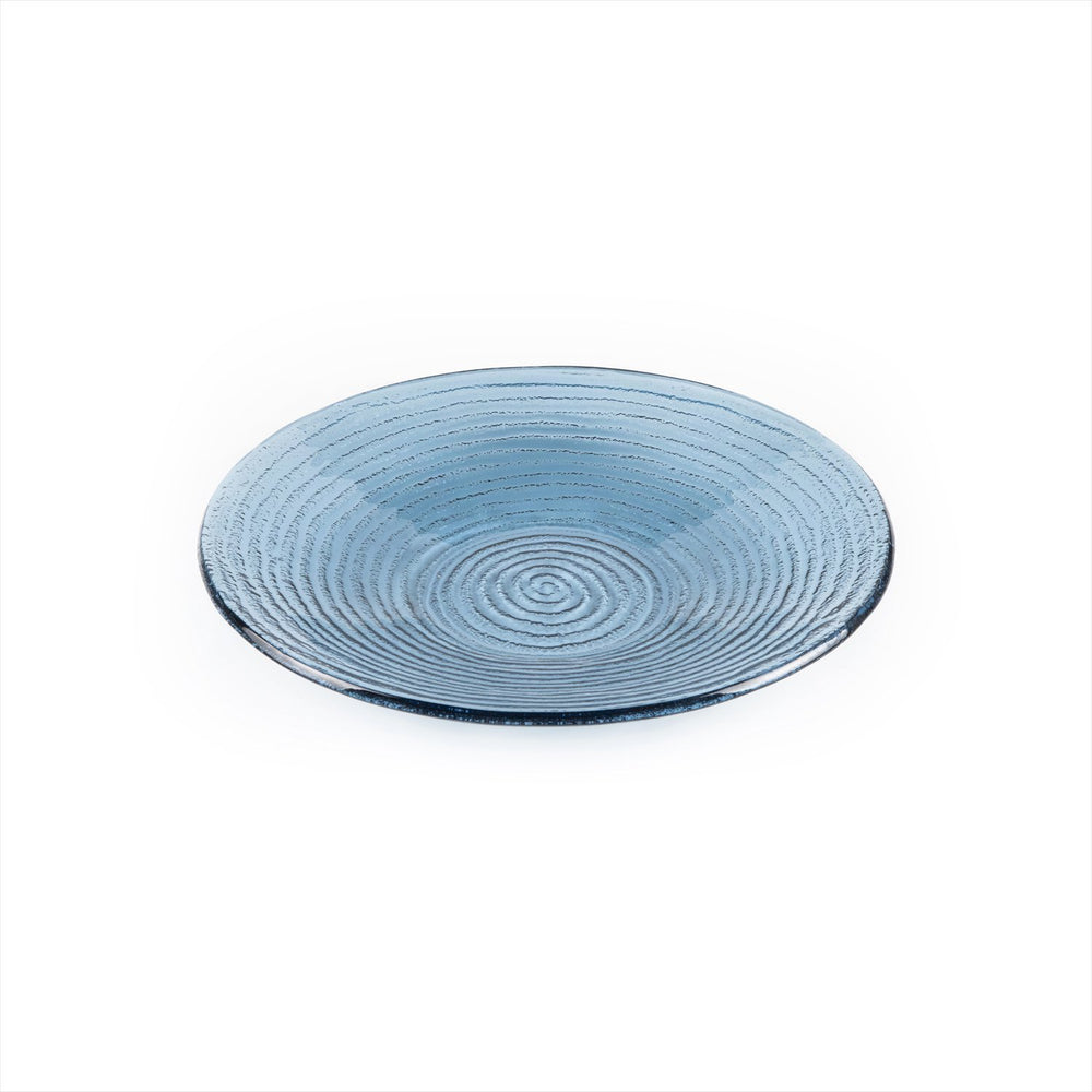 Turgla Fusion Glass dia.11.75" h:1.5" 32 oz. Round Transparent Blue Glass Bowl