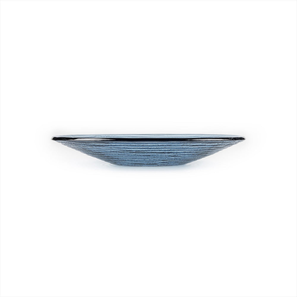 Turgla Fusion Glass dia.11.75" h:1.5" 32 oz. Round Transparent Blue Glass Bowl