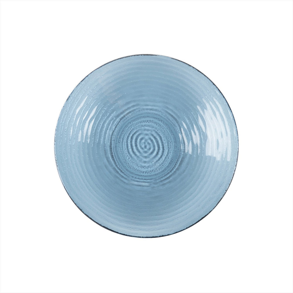 Turgla Fusion Glass dia.11.75" h:1.5" 32 oz. Round Transparent Blue Glass Bowl