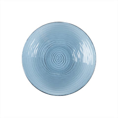 Turgla Fusion Glass dia.11.75" h:1.5" 32 oz. Round Transparent Blue Glass Bowl