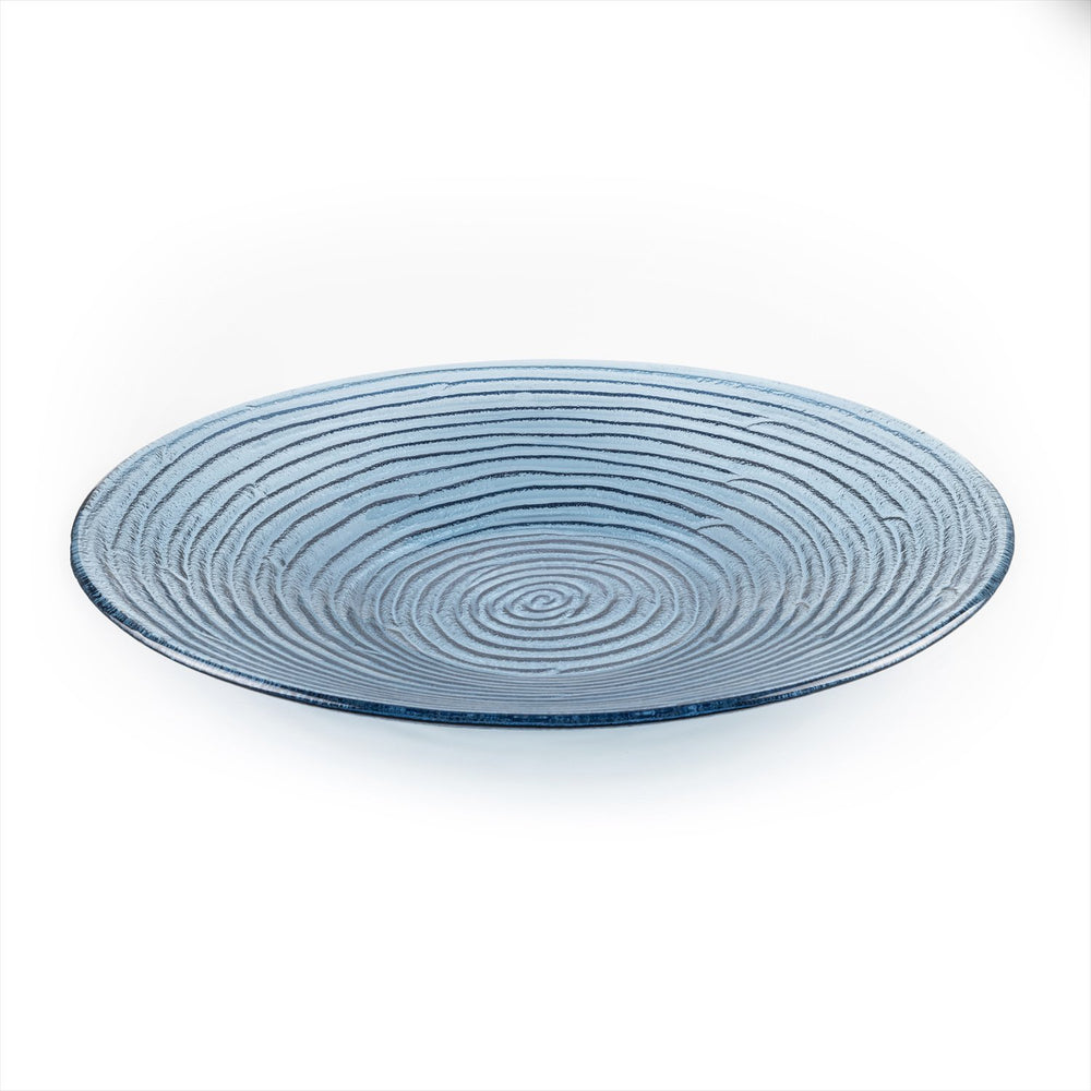 Turgla Fusion Glass dia.17.75" h:3" 4.5 qt. Round Transparent Blue Glass Bowl