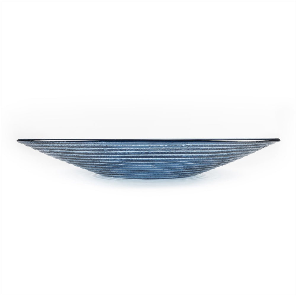Turgla Fusion Glass dia.17.75" h:3" 4.5 qt. Round Transparent Blue Glass Bowl