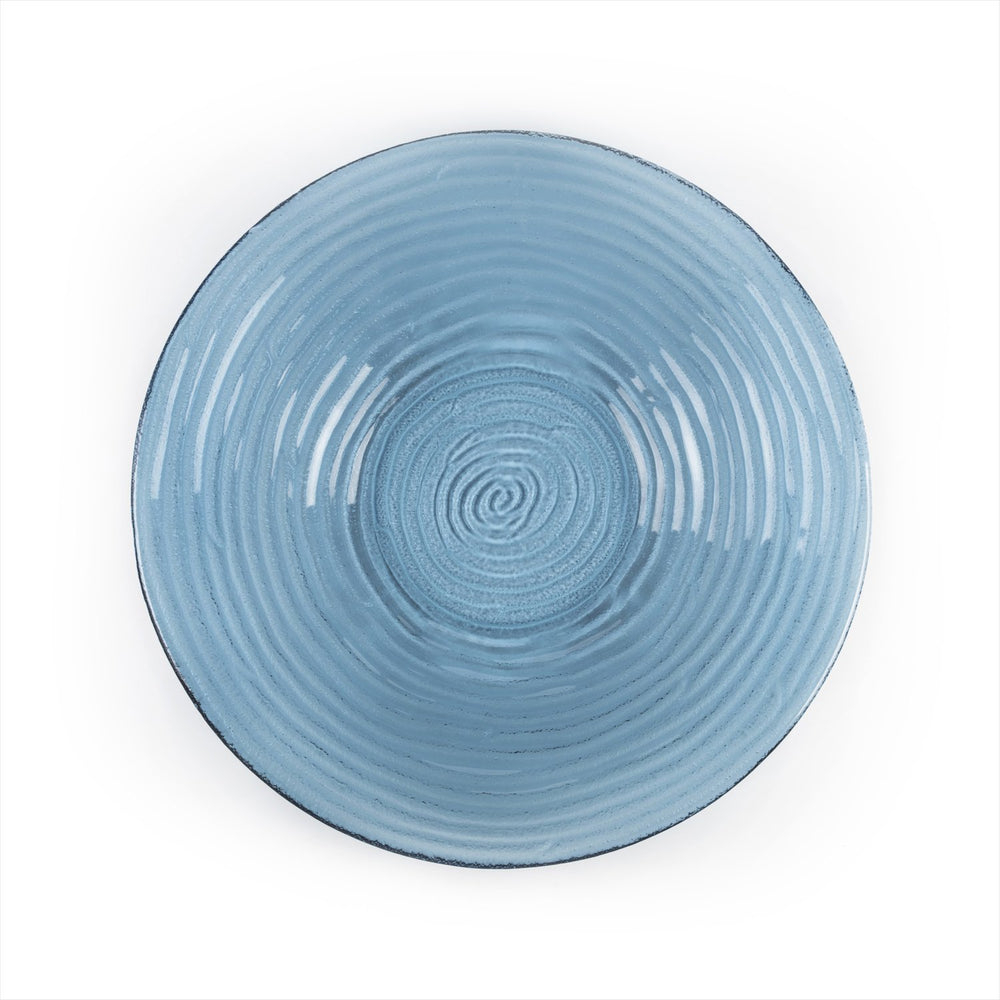 Turgla Fusion Glass dia.17.75" h:3" 4.5 qt. Round Transparent Blue Glass Bowl