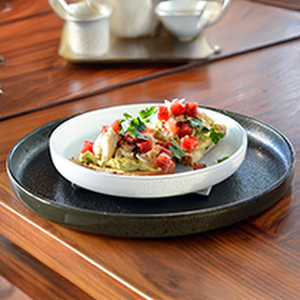 Turgla Fusion Glass dia.9.5" Round White Glass Plate