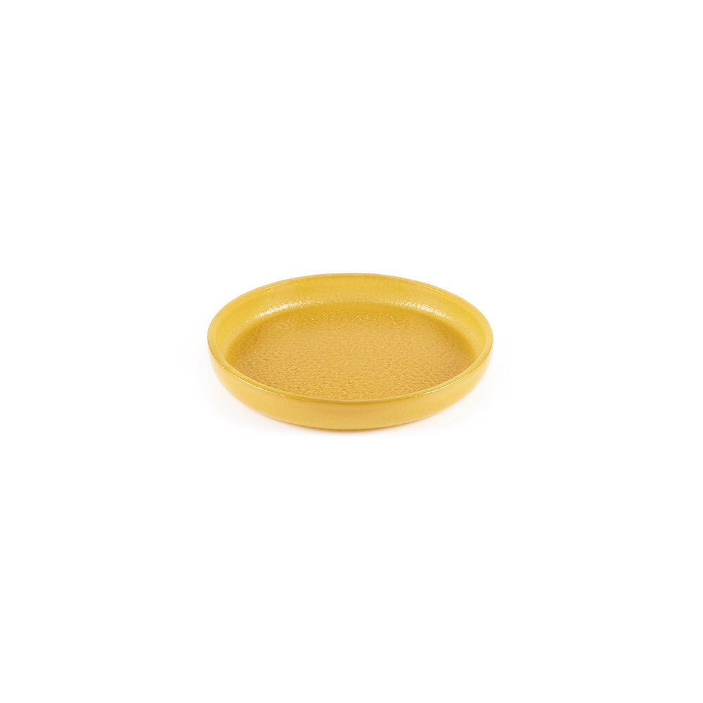 Turgla Fusion Glass dia.9.5" Round Turmeric Glass Plate