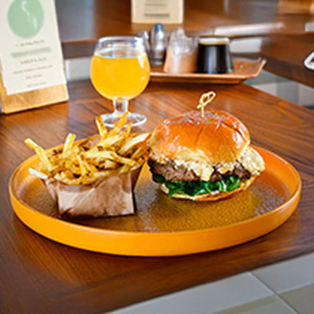 Turgla Fusion Glass dia.13.5" h:1" Round Turmeric Glass Platter