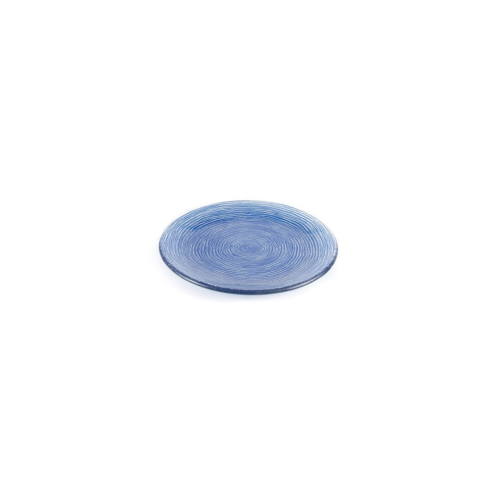 Turgla Fusion Glass dia.7.75" Round Blue Glass Plate