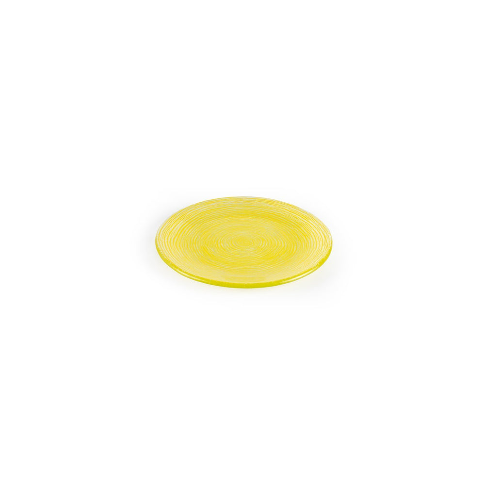 Turgla Fusion Glass dia.7.75" Round Yellow Glass Plate