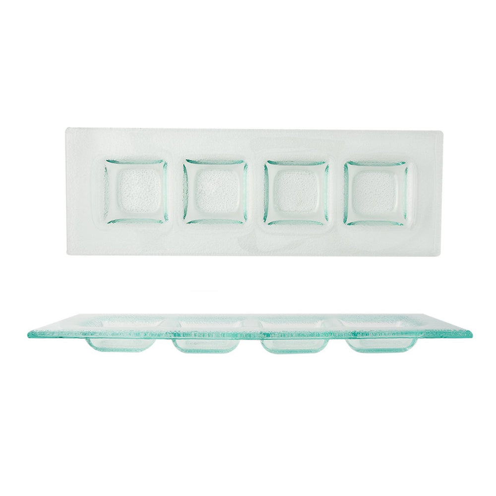 Turgla Fusion Glass 11.75" x 4" Rectangular Clear Glass Sectional Plate